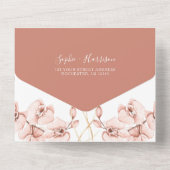 Dusty Roos Blush Pink Orchid Waterverf Weddenschap All In One Uitnodiging (Achterkant)