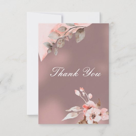 Dusty Roos Blush Pink Waterverf Floral Wedding Bedankkaart (Voorkant)