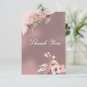 Dusty Roos Blush Pink Waterverf Floral Wedding Bedankkaart (Staand voorkant)