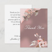 Dusty Roos Blush Pink Waterverf Floral Wedding Bedankkaart (Voorkant / Achterkant)