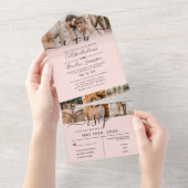 Dusty Roos Blush Roze Foto Monogram Huwelijk RSVP All In One Uitnodiging (Afscheurbaar)