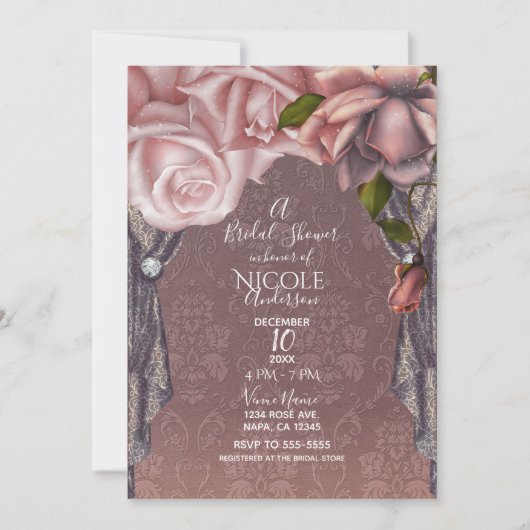 Dusty Roos Blush roze rozen  Vrijgezellenfeest Kaart (Voorkant)