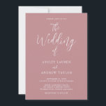 Dusty Roos Blush Simple Elegant Wedding Invitation Kaart<br><div class="desc">Mooie,  eenvoudige en elegante,  stoffige roos-blinde uitnodiging voor je bruiloft. Volledig aanpasbaar met jouw tekst- en achtergrondkleur.</div>