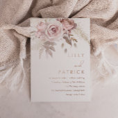 Dusty Roos & Blush Weddenschap Real Roos Gold Folie Uitnodiging