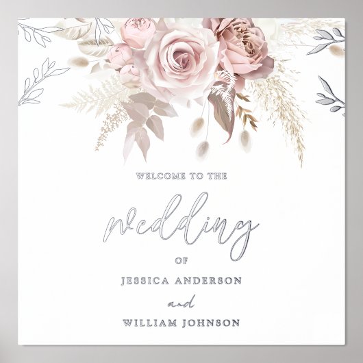 Dusty Roos Blush Welcome to the Wedding of Silver Folie Afdrukken (Voorkant)