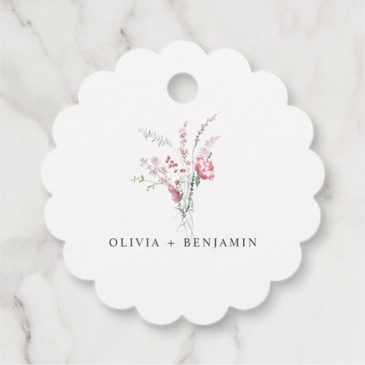 Dusty Roos Blush Wildflowers Bruiloft Favor Labels (Achterkant)