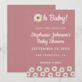 Dusty Roos Bohemian Daisies Oh Baby Baby shower Save The Date (Voorkant / Achterkant)