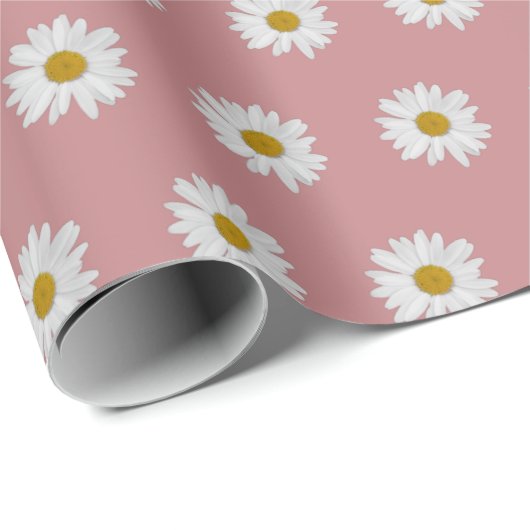 Dusty Roos Bohemian Daisy Pattern Cadeaupapier (Rol Hoek)