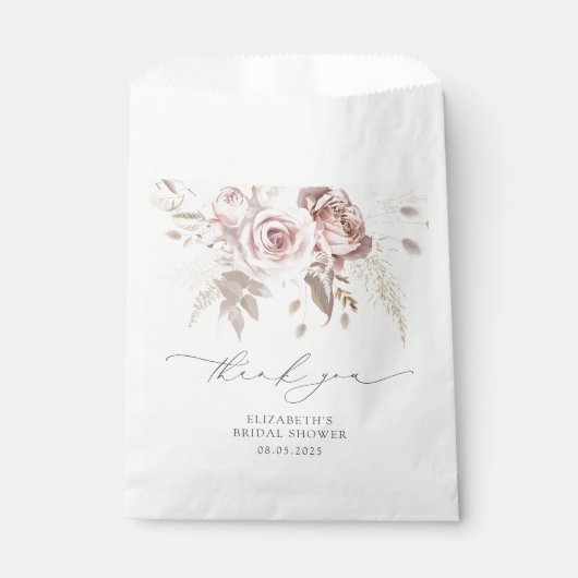 Dusty Roos Boho Blush Flowers Vrijgezellenfeest Bedankzakje (Voorkant)