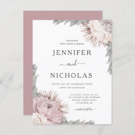 Dusty Roos Boho Dried Flowers Wedding Invitation Uitnodiging Briefkaart