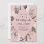 Dusty Roos Boho Floral Pampas Grass Baby Sprinkle Kaart (Voorkant)