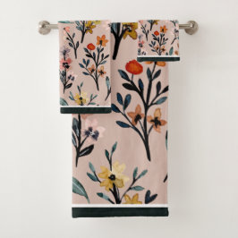 Dusty Roos Boho Floral Waterverf Bad Handdoek