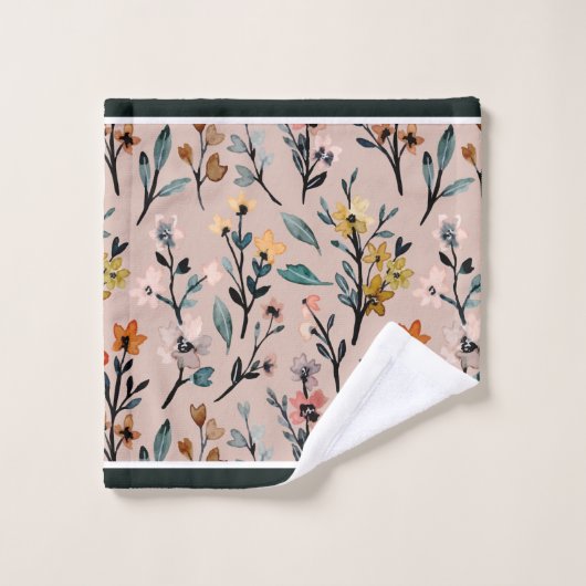 Dusty Roos Boho Floral Waterverf Bad Handdoek (Wasdoekje)