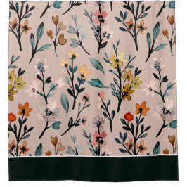 Dusty Roos Boho Floral Waterverf Douchegordijn