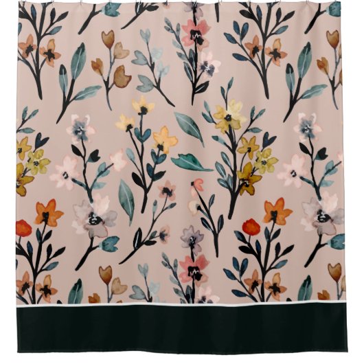 Dusty Roos Boho Floral Waterverf Douchegordijn (Voorkant)