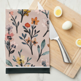 Dusty Roos Boho Floral Waterverf Theedoek
