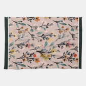 Dusty Roos Boho Floral Waterverf Theedoek (Horizontaal)