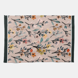Dusty Roos Boho Floral Waterverf Theedoek