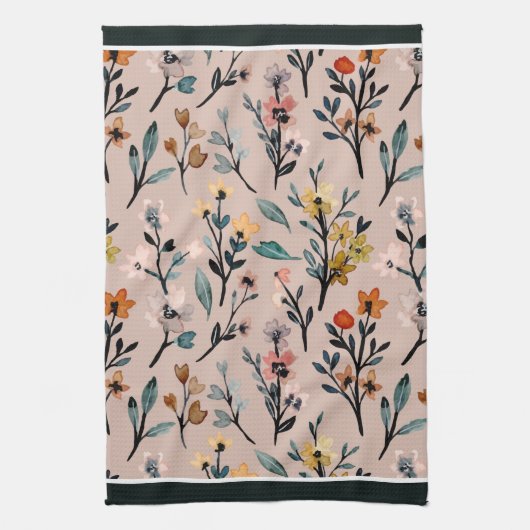 Dusty Roos Boho Floral Waterverf Theedoek (Verticaal)