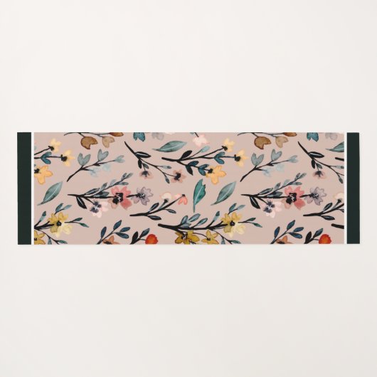 Dusty Roos Boho Floral Waterverf Yogamat (Achterkant (horizontaal))