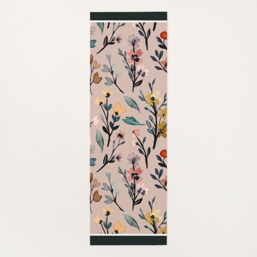Dusty Roos Boho Floral Waterverf Yogamat (Achterkant)