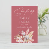 Dusty Roos Boho Floral Wedding Save The Date (Staand voorkant)