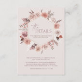 Dusty Roos Boho Pampas Floral Wedding Details Informatiekaartje (Voorkant)