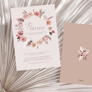 Dusty Roos Boho Pampas Floral Wedding Details Informatiekaartje