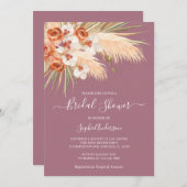 Dusty Roos Boho Pampas Grass Vrijgezellenfeest Kaart (Voorkant / Achterkant)