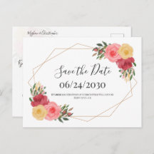 Dusty Roos Boho Waterverf Floral Save the Date