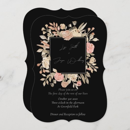 Dusty Roos Boho Wedding Invitations Kaart (Voorkant / Achterkant)