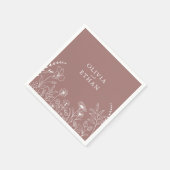 Dusty Roos, Boho, Wildflower Wedding Napkins Servet (Hoek)