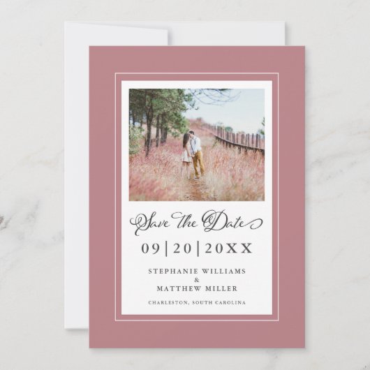 Dusty Roos Borders Photo Save the Date Wedding (Voorkant)