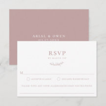 Dusty Roos Botanical Branch Food Allergy RSVP Card
