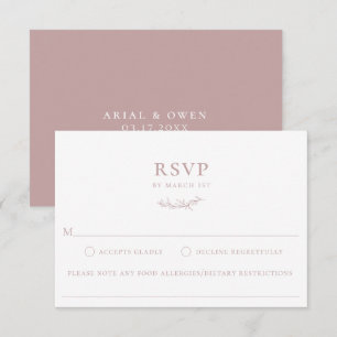 Dusty Roos Botanical Branch Food Allergy RSVP Card Kaartje