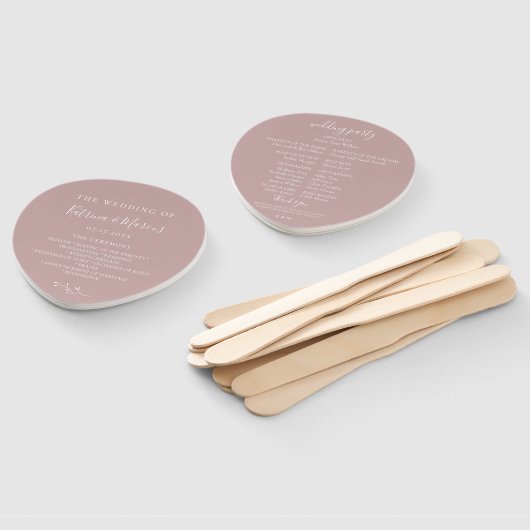 Dusty Roos Botanical Branch Wedding Program Hand F Handwaaier (Niet-gemonteerd)