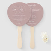 Dusty Roos Botanical Branch Wedding Program Hand F Handwaaier (Voorkant en achterkant)