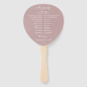 Dusty Roos Botanical Branch Wedding Programme Handwaaier (Achterkant)