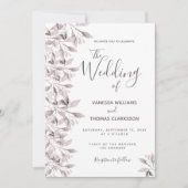 Dusty roos botanical foliage script bruiloft kaart (Voorkant)