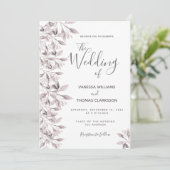 Dusty roos botanical foliage script bruiloft kaart (Staand voorkant)