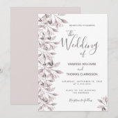 Dusty roos botanical foliage script bruiloft kaart (Voorkant / Achterkant)