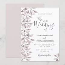 Dusty roos botanical foliage script bruiloft