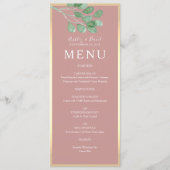 Dusty Roos Botanical Wedding Dinner Menu (Voorkant)