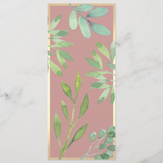 Dusty Roos Botanical Wedding Dinner Menu (Achterkant)