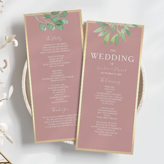 Dusty Roos Botanische Wedding Program Kaart