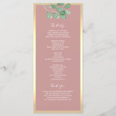 Dusty Roos Botanische Wedding Program Kaart (Achterkant)
