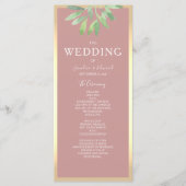 Dusty Roos Botanische Wedding Program Kaart (Voorkant)