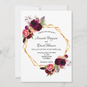 Dusty roos Bourgogne bloemengoud geometrische brui Kaart (Voorkant)