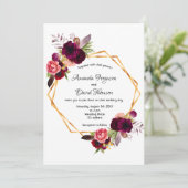 Dusty roos Bourgogne bloemengoud geometrische brui Kaart (Staand voorkant)