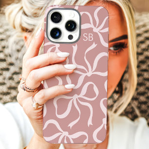 Dusty Roos Bow Monogram iPhone 16 Pro Max Hoesje